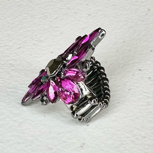 Vtg Stand Back Ring Purple Glass Art - Picture 4 of 4